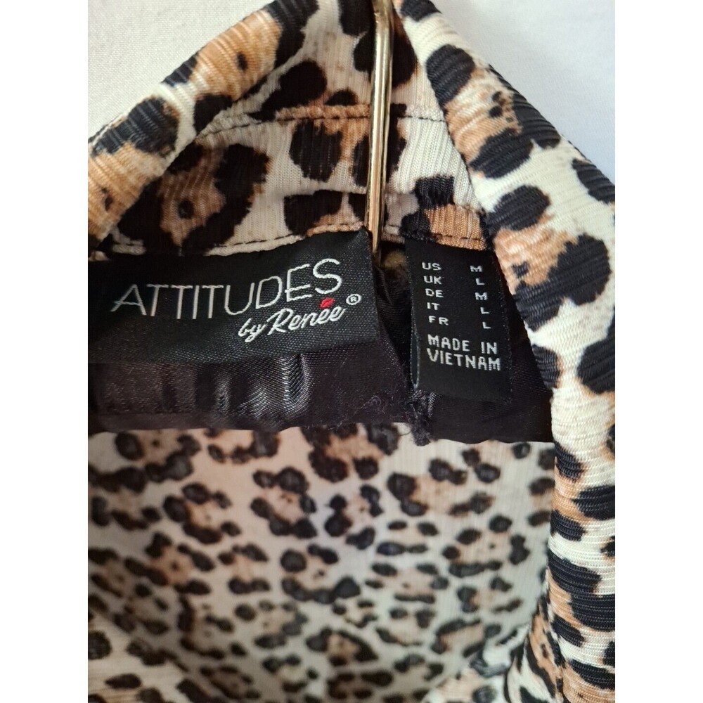 ATTITUDES BY RENEE Women's Animal Print Beige Midi Dress Size M (1457) - Picture 7 of 12